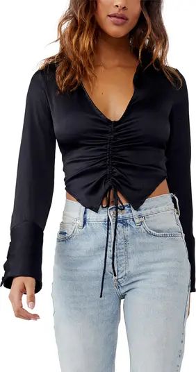 Free People Aurora Cinched Satin Blouse | Nordstrom | Nordstrom
