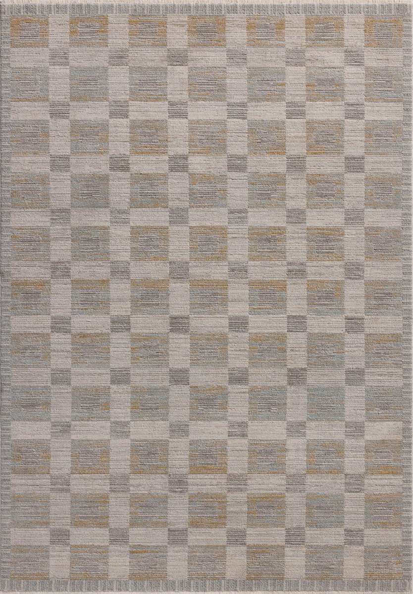 Cali CIL-07 Mist/Wheat Checkered Area Rug | Rugs Direct