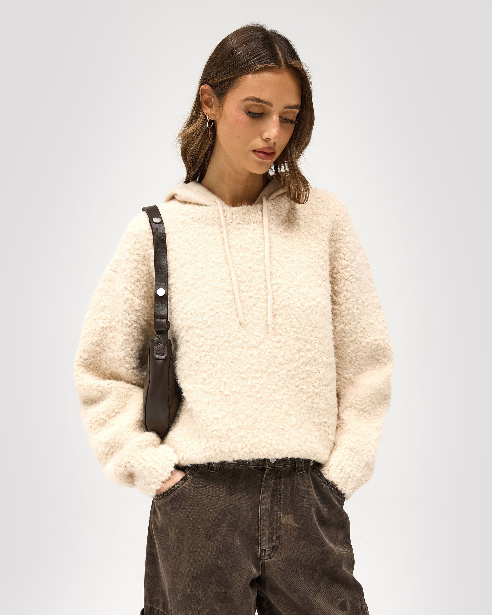 Arctic Knit Hoodie - Nude | Represent UK