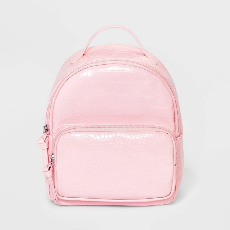 Girls' 8.75 Faux Croc Mini Backpack - art class™ Pink | Target