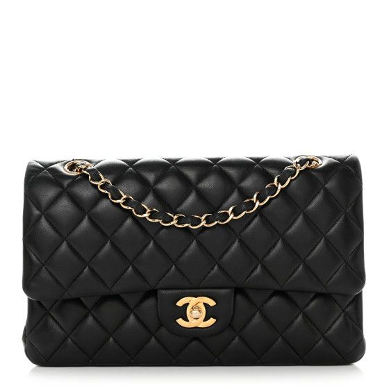 Lambskin Quilted Medium Double Flap Black | FASHIONPHILE (US)