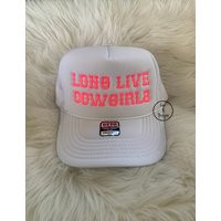 Embroidery Long Live Cowgirls Hat | White | Etsy (US)