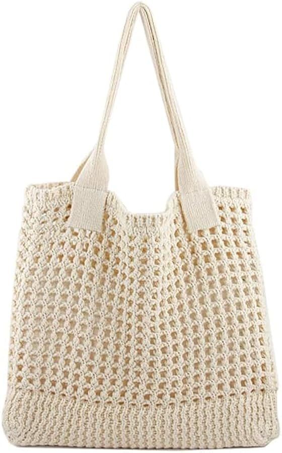 Crochet Tote Bag, Beach Mesh Knitted Bag Women Summer Large Aesthetic Shoulder Bag Handbags Hollo... | Amazon (CA)