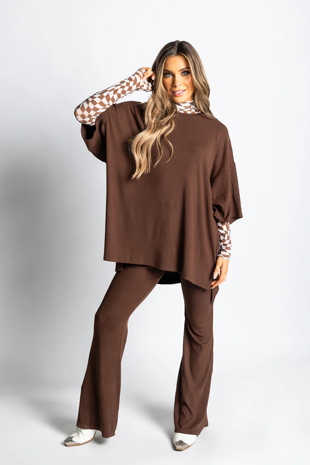 Day Dreamer Ribbed Pant Set - Brown [S-3X] | WKNDchasers