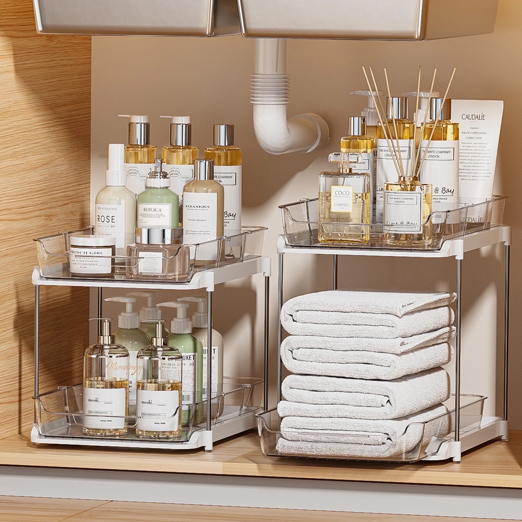 Delamu 2 Sets of 2-Tier Multi-Purpose Bathroom Under Sink Organizers and Storage, Stackable Kitch... | Walmart (US)