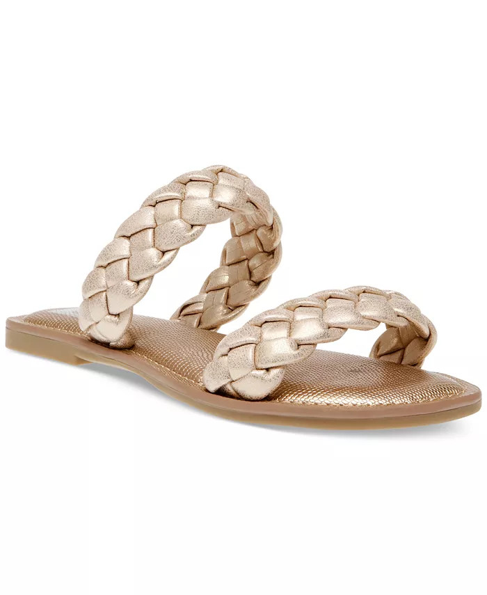 Women's Jocee Double Band Braided Slide Flat Sandals | Macy's