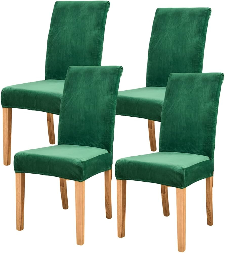 Velvet Chair Covers for Dining Room, Soft Velvet Plush Stretch Dining Chair Slipcovers, Washable ... | Amazon (US)