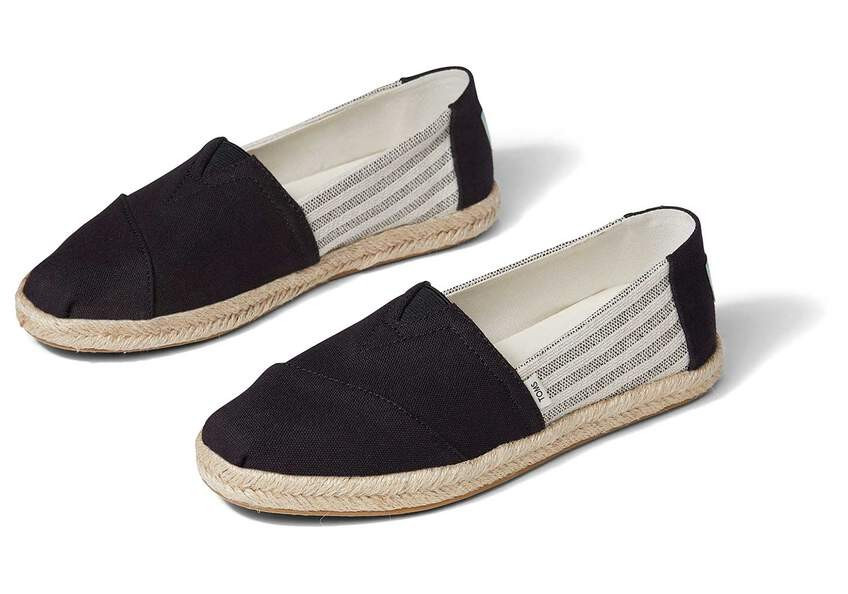Black Stripes Espadrille Womens Alpargata Slip On Shoe | TOMS | TOMS (US)