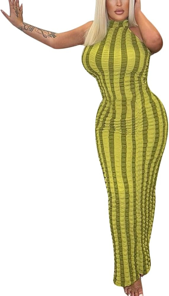 Women's Summer Round Neck Knitted Dress Sleeveless Party Tight Dress Elegant Sexy Club Evening Dr... | Amazon (US)