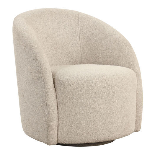 Brooksbank Khaki Boucle Curved Back Upholstered Swivel Chair by World Market | World Market