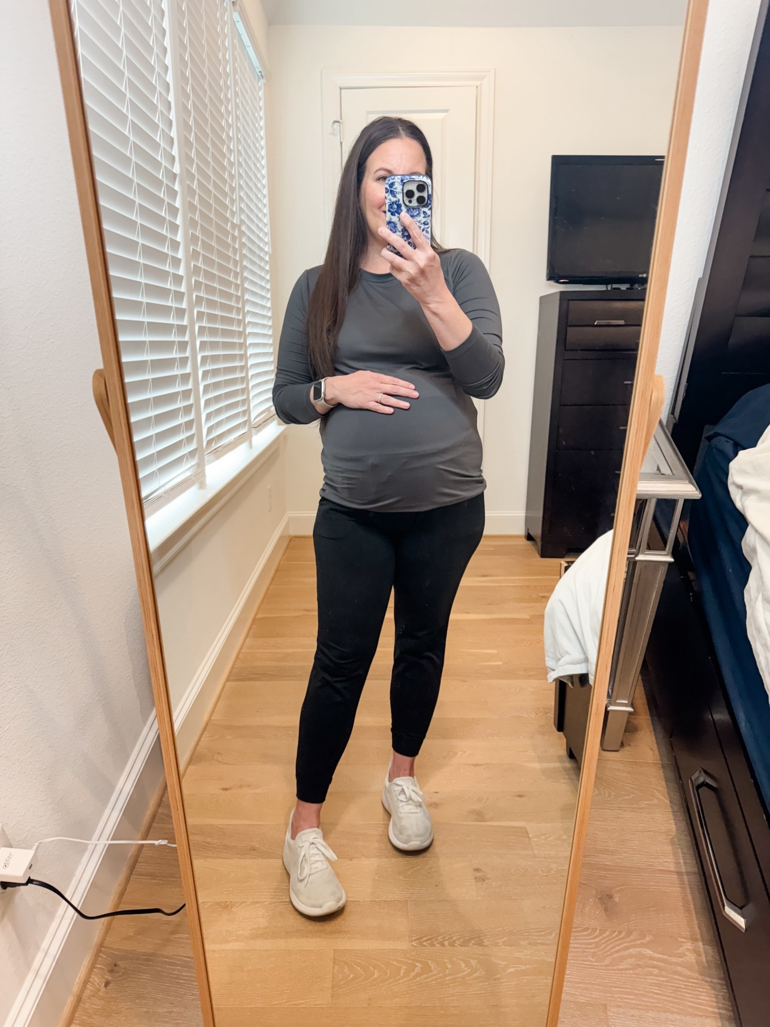 This comfy outfit was on repeat during my pregnancy and is one of my favorite everyday maternity outfit looks. I styled a soft gray long sleeve tee layered over a comfortable maternity tshirt, paired with relaxed black joggers pants for an easy, bump-friendly fit. My jogggers are part of the LTK spring sale! 

Finished with white slip on sneakers, this look is perfect for errands, lounging at home, or casual days when comfort is key. If you’re building out cozy loungewear staples, this is such a versatile pregnancy-friendly outfit you’ll reach for again and again.

Everything is linked below so you can recreate this cozy spring maternity look 




#LTKSeasonal #LTKSpringSale #LTKBump