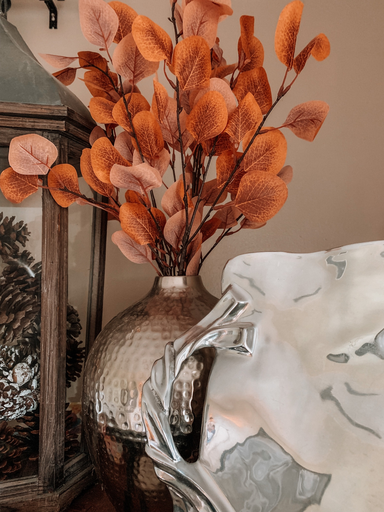 Amazon leaves orange color option. Amazon fall decor, fall leaf picks, fall leaves, silver platter, wooden lantern. Callie Glass 

#LTKhome #LTKSeasonal #LTKstyletip