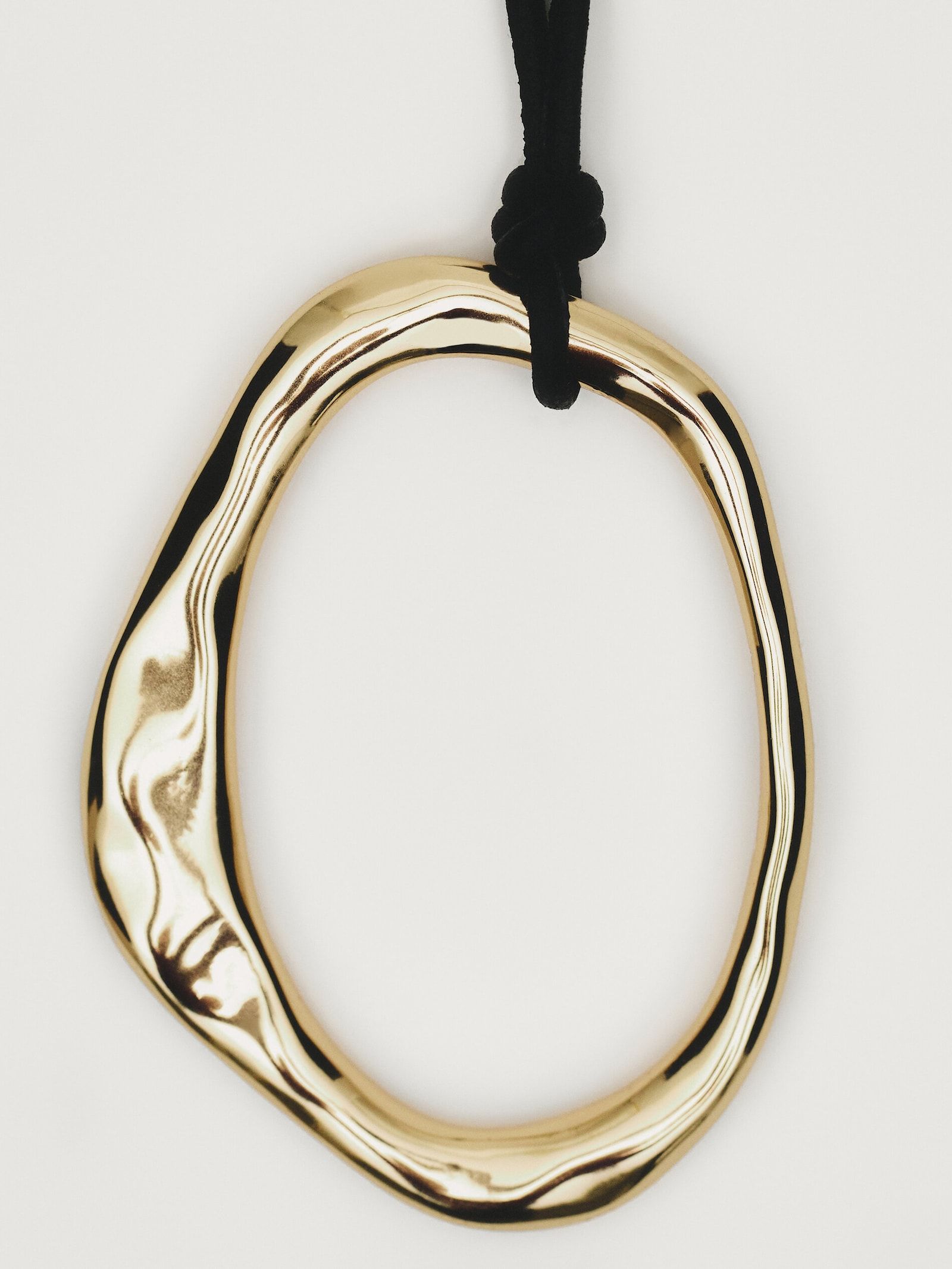 Leather cord necklace with oval piece | Massimo Dutti UK