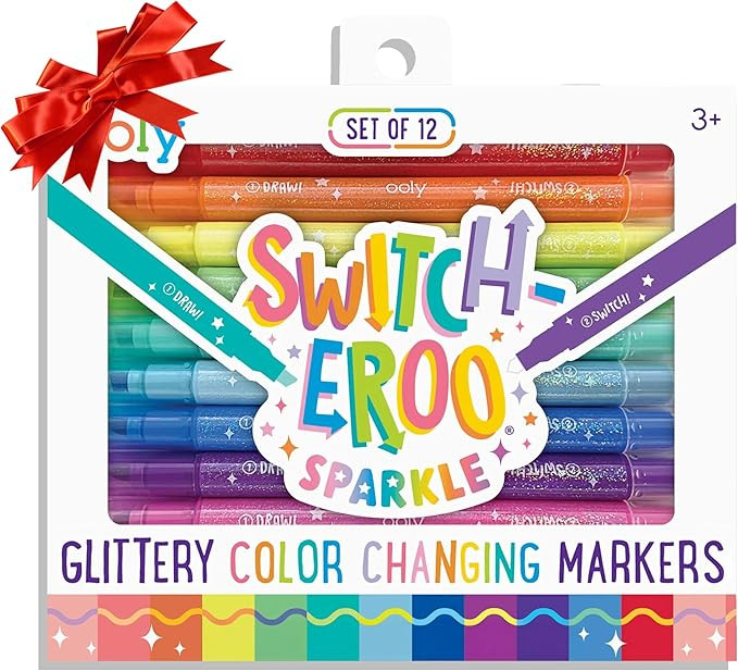 Ooly 12 Pack Sparkle Switch-eroo Color Changing Markers, Dual Tip, Double Ended Chisel Tip Marker... | Amazon (US)
