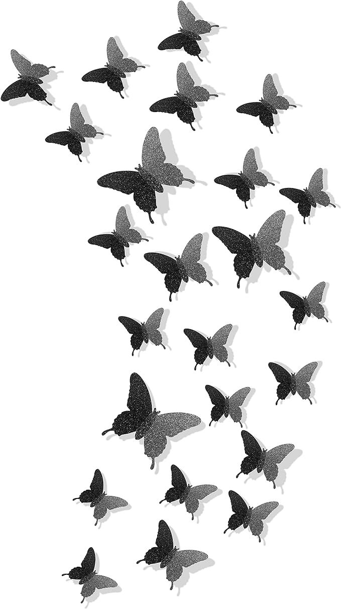 Glitter 3D Butterfly Wall Stickers - Black | Amazon (US)