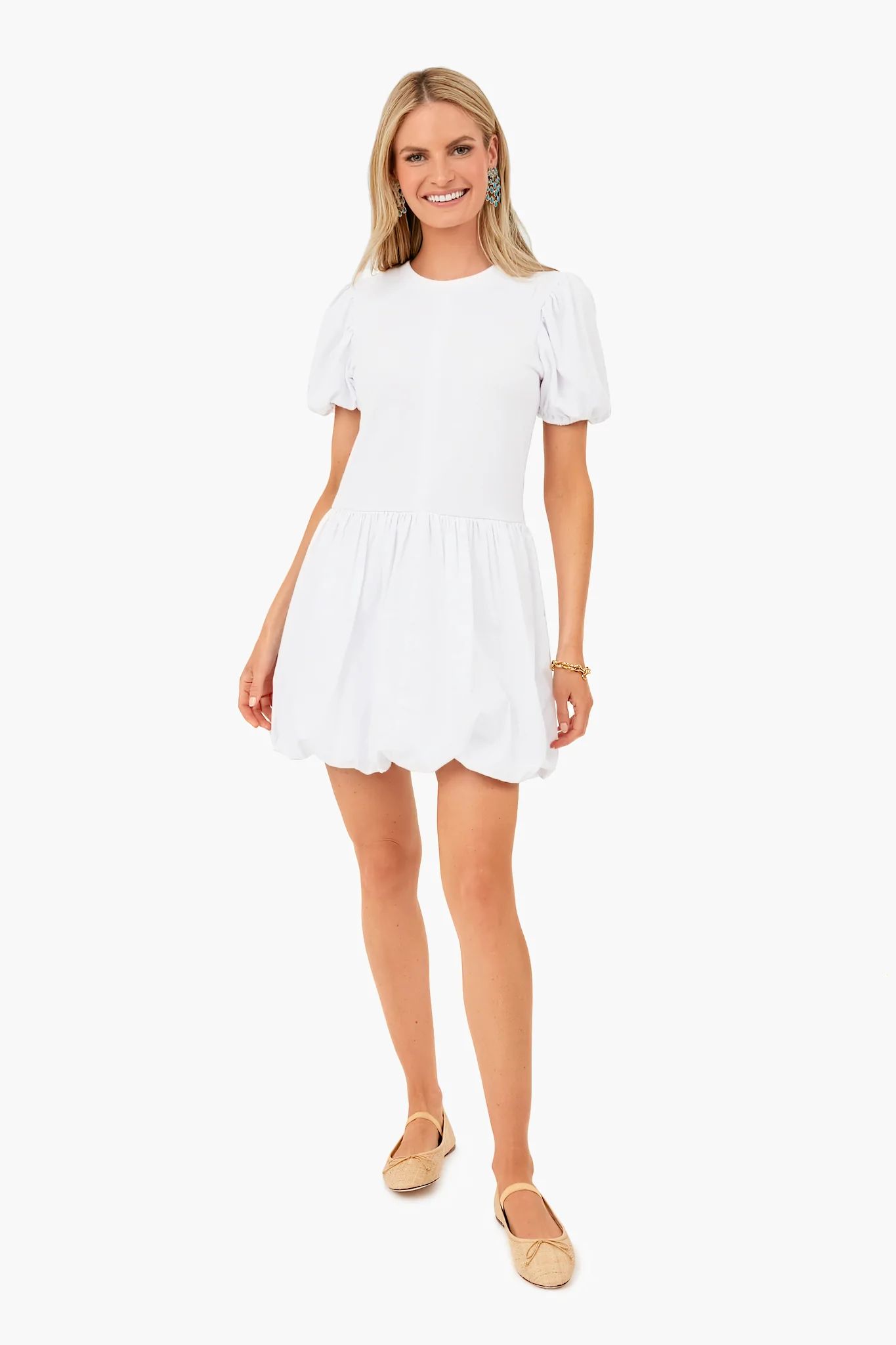 White Mini Bubble Skirt Pearl Dress | Tuckernuck (US)