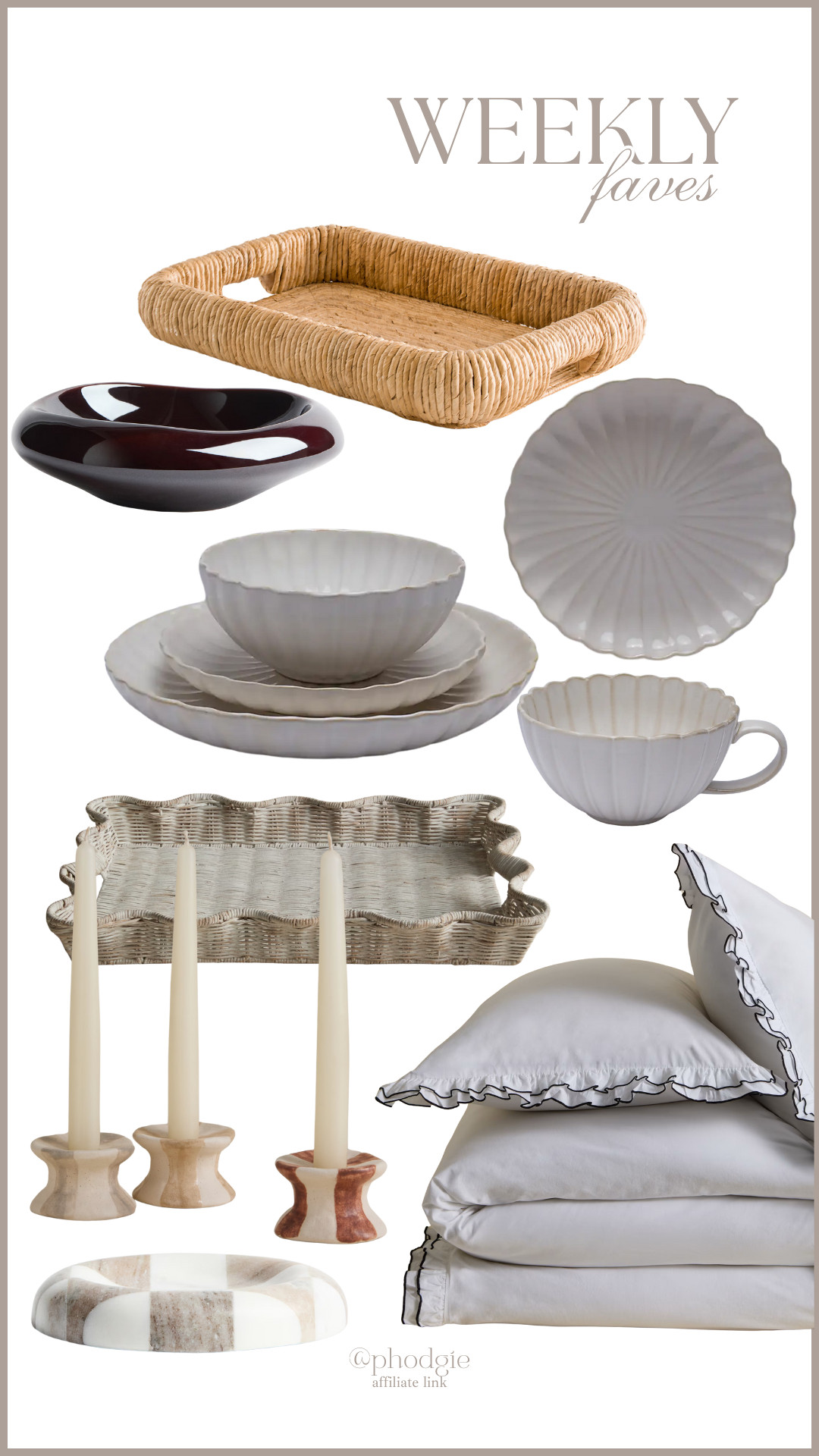 Marks & Spencer, H&M, La Redoute, Dunelm, Rattan Scallop Tray, Striped Ceramic Candle Holders, Medium Marble Tray, Large Stoneware Bowl, Marilo Rectangular Rattan Tray, Pure Cotton Contrast Bedding, Camille Mug, Camille 12-Piece Dinner Set 

 #LTKuk #LTKeurope #LTKhome
