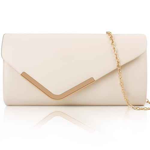 Larcenciel Nude Clutch Purses for Women, Trendy Leather Evening Bag w/Chain, Fashion Envelope Lady Shoulder Crossbody Handbags, Sparkly Party Prom Purse Bride Wedding Guest Clutch Dress Carry on Bags | Amazon (US)