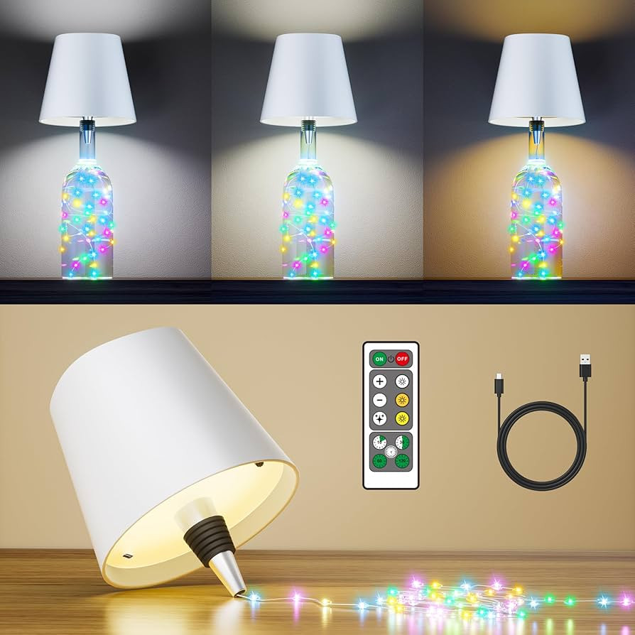 Wireless Bottle Lamp with Remote, 3 Color Rechargeable Wine Bottle Lights with RGB String Lights,... | Amazon (CA)