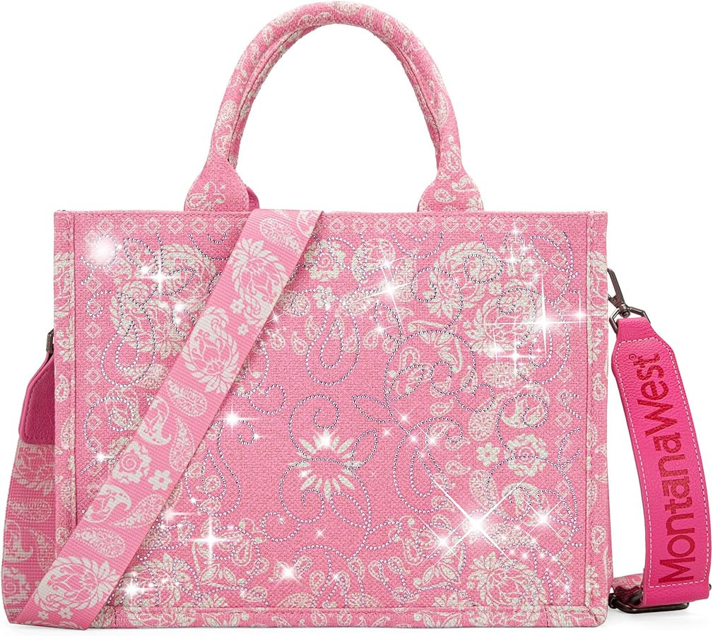 Montana West Sparkly Tote Bag Paisley Top Handle Satchel Handbags | Amazon (US)