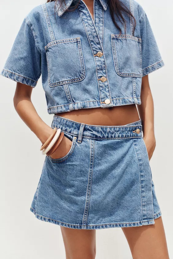 Z1975 WRAP DENIM SKORT | Zara US