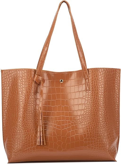 Nodykka Women Tote Bags Top Handle Satchel Handbags PU Faux Leather Tassel Shoulder Purse | Amazon (US)