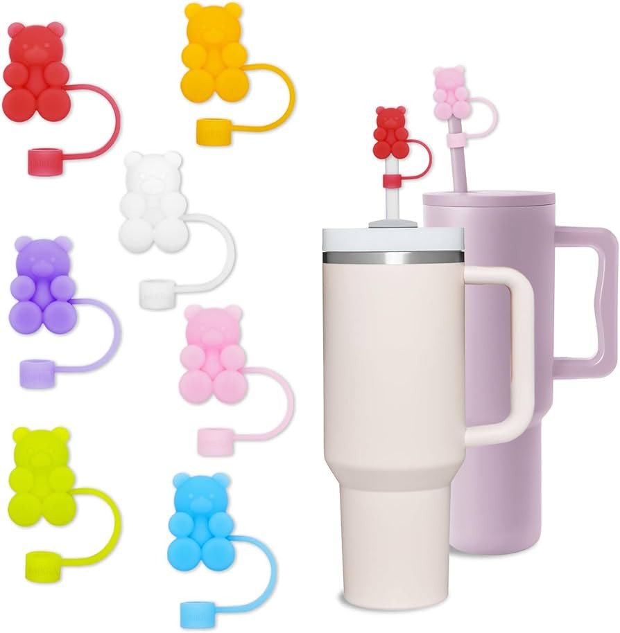 Stanley Straws Cover for Stanley Cup 40oz - Reusable Silicone Gummy Bear Straw Topper for Stanley... | Amazon (US)