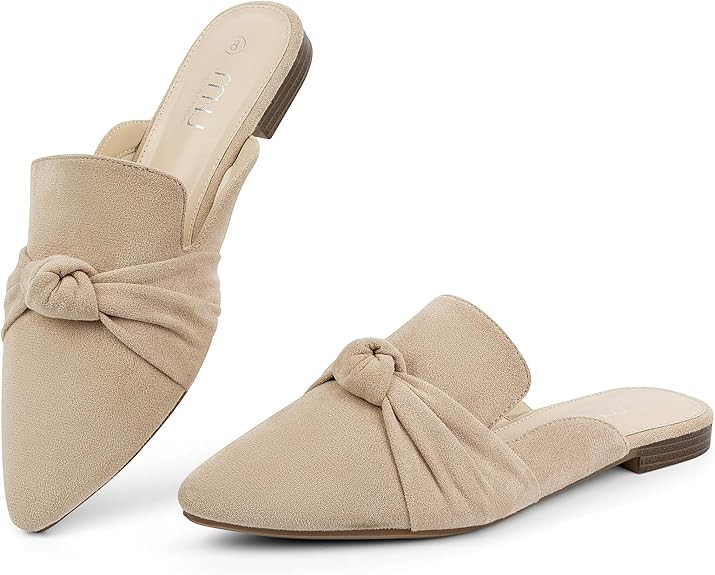 MUSSHOE Mules for Women Flats Comfortable Pointed Toe Slip on Women Mules Flats… | Amazon (US)
