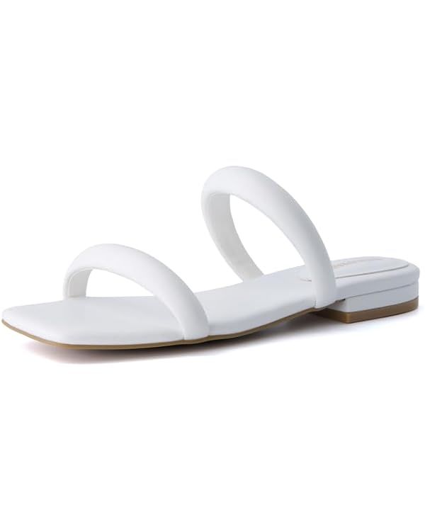 CUSHIONAIRE Women's Dazzle two band low block heel slide sandal +Memory Foam, Wide Widths Availab... | Amazon (US)