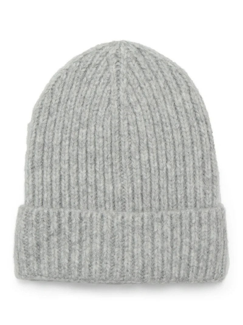 Time and Tru Women's Rib Beanie, One Size Fits Most, Light Grey Heather | Walmart (US)