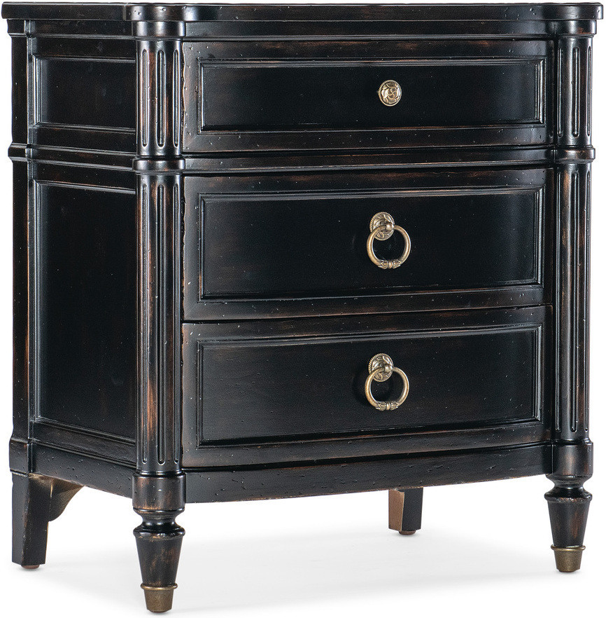 Charleston Three Drawer Nightstand In Black | 1stopbedrooms