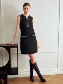 MOTF PREMIUM TWEED PEARLS EMBELLISHED FITTED DRESS SKU: sw2209195571469148(6 Reviews)Trending - P... | SHEIN