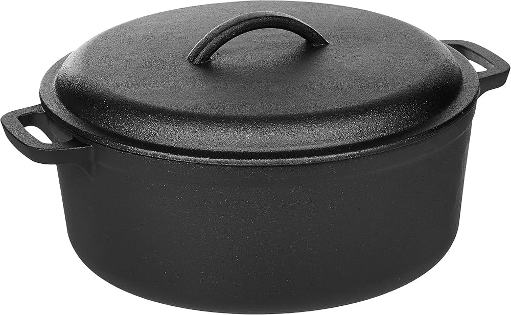 Amazon Basics Pre-Seasoned Cast Iron Round Dutch Oven Pot with Lid and Dual Handles, 7-Quart, Bla... | Amazon (US)