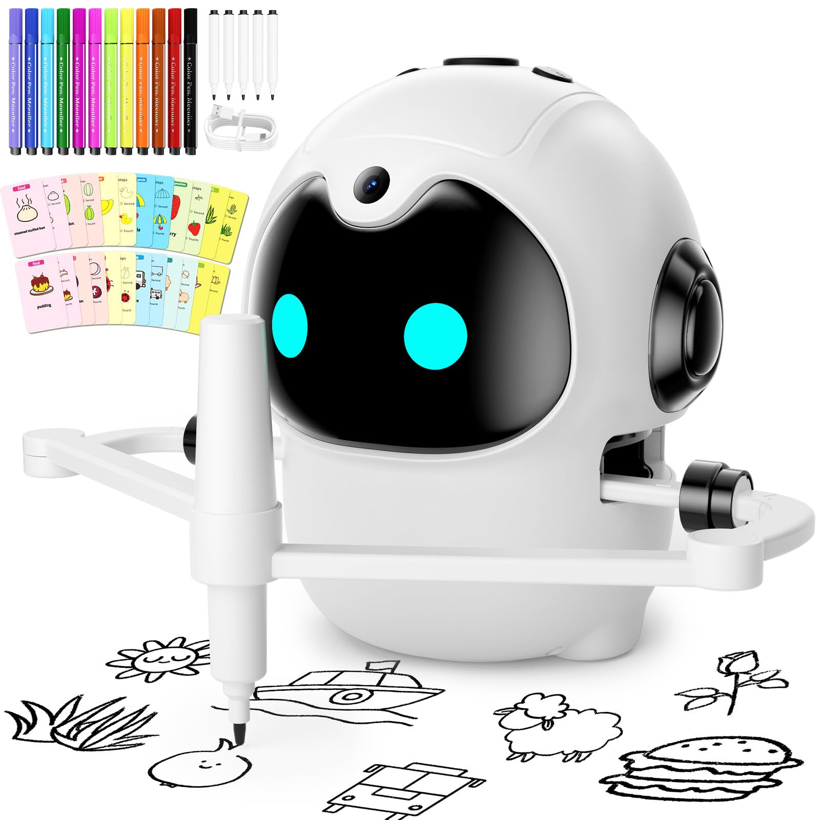Drawing Robot for Kids, Interactive Educational Toy with 150 Cards, 12 Color Markers & Voice Guid... | Amazon (US)