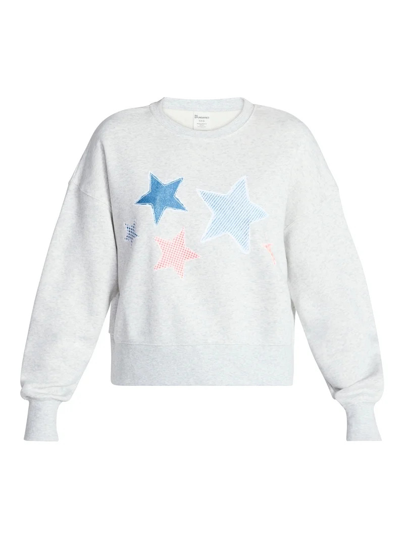 No Boundaries Boxy Graphic Sweatshirt with Long Sleeves, Women's XXS-XXL | Walmart (US)