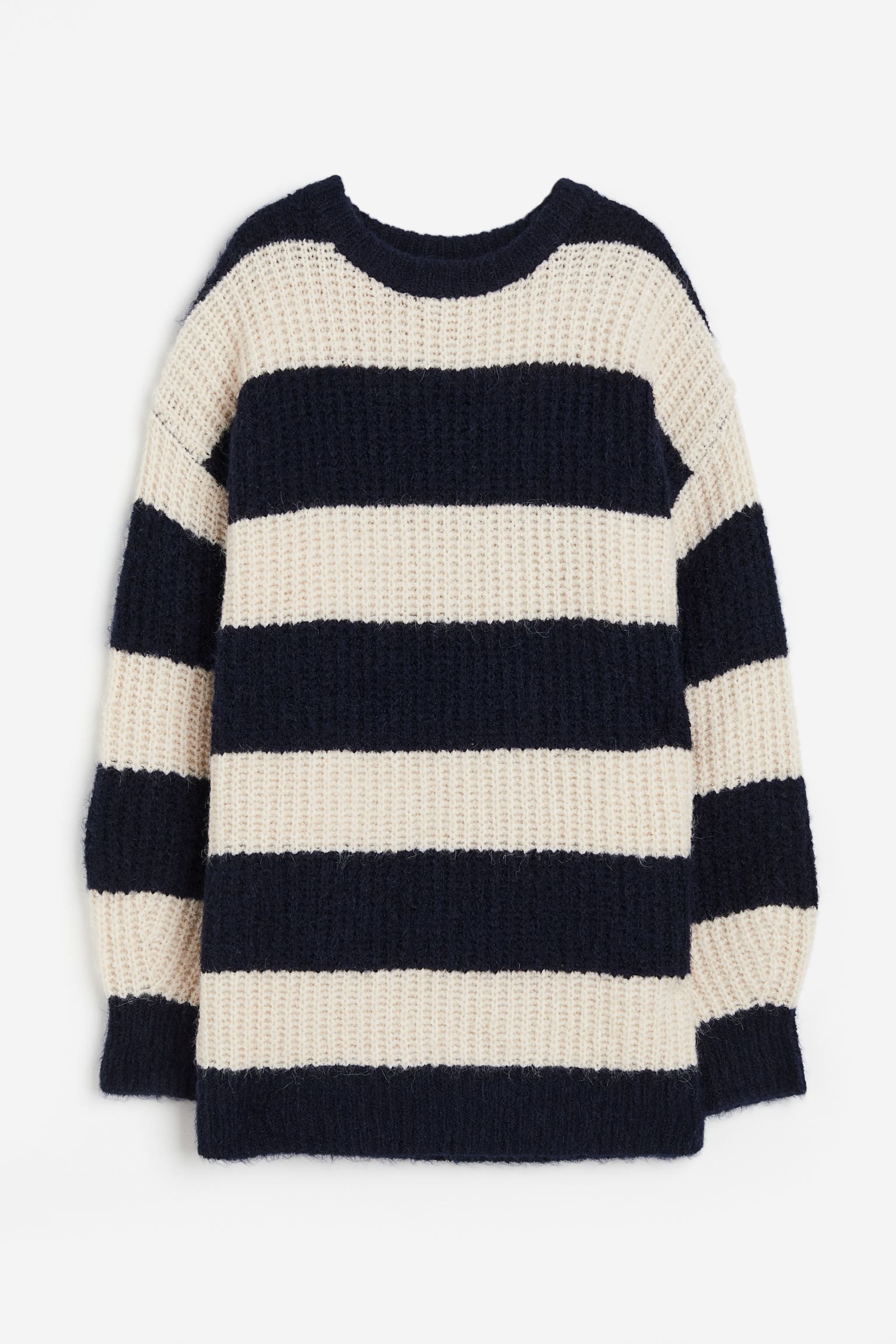 Oversized Rib-knit Sweater - Black/striped - Ladies | H&M US | H&M (US)