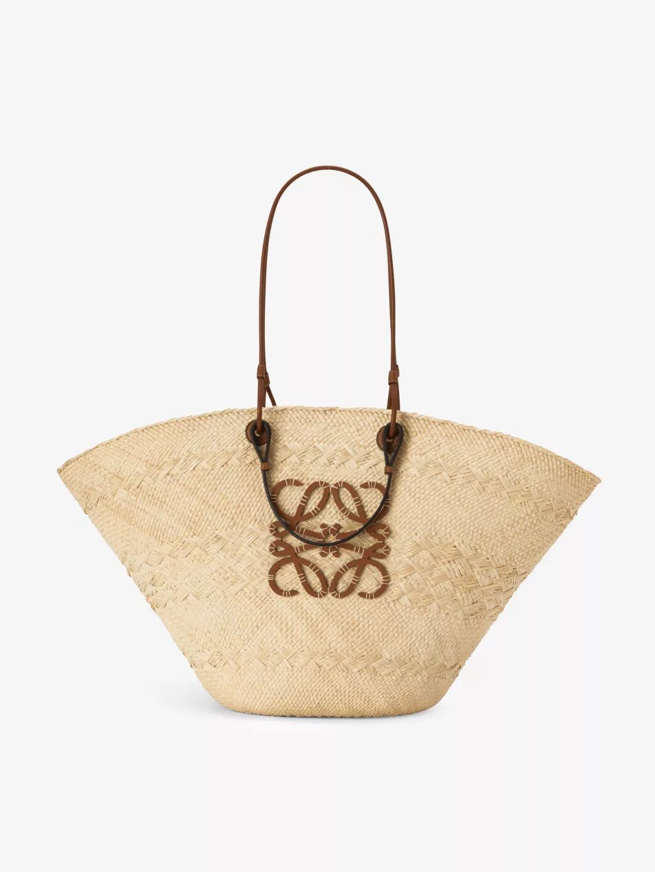 Loewe x Paula’s Ibiza Anagram large iraca palm and leather basket bag | Selfridges