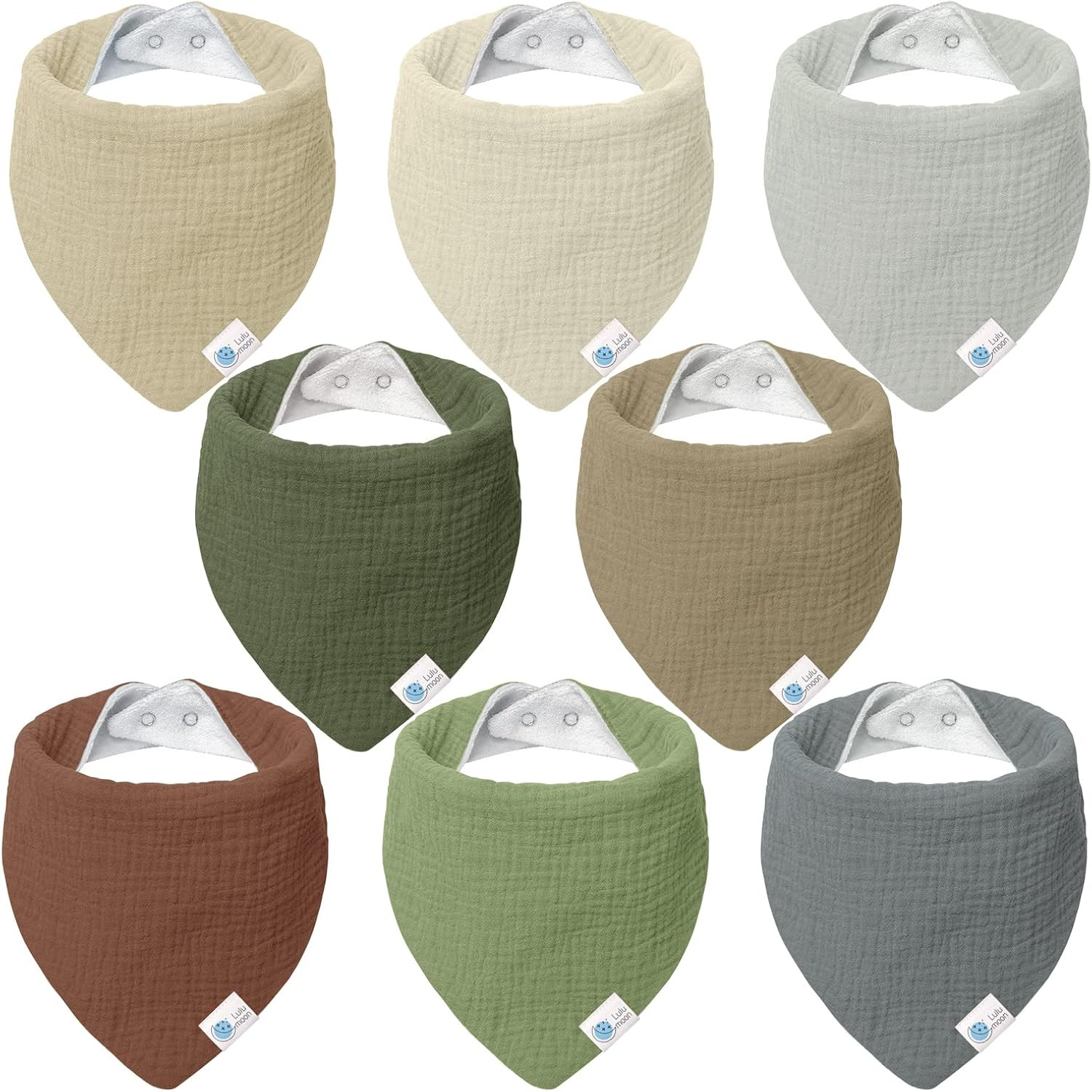 Lulumoon Muslin Baby Bibs 100% Cotton Baby Bandana Drool Bibs for Teething and Drooling, 8 Pack | Amazon (US)