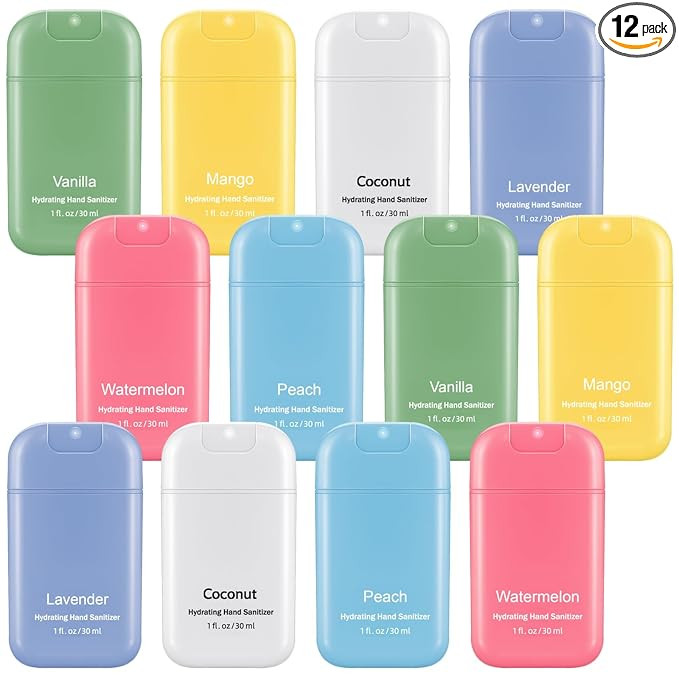 12 Pcs Power Mist Hand Sanitizer Spray with Keychain Mini Hand Sanitizer Bulk 1 Fl. oz Travel Siz... | Amazon (US)
