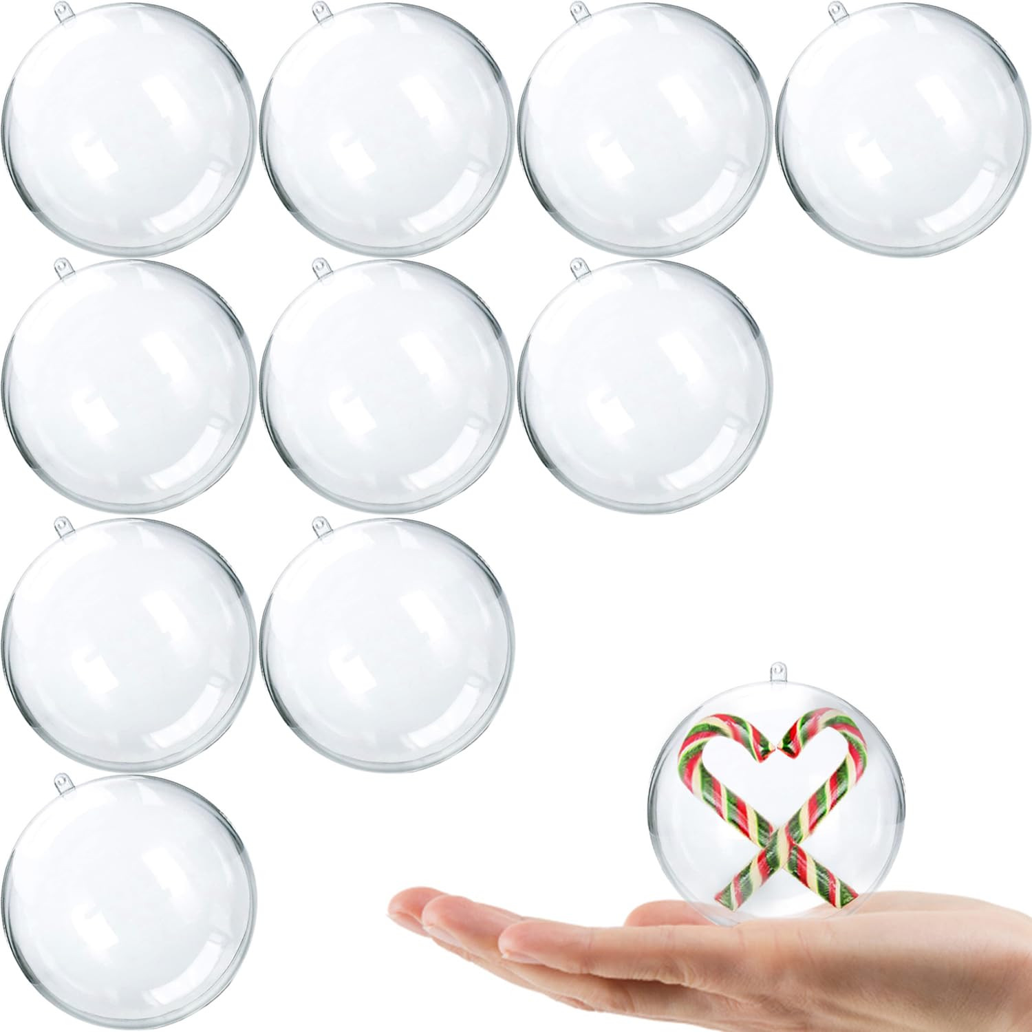 Jishi 10pk Clear Plastic Christmas Ornaments for Crafts Fillable DIY Christmas Ornaments Balls 60... | Amazon (US)