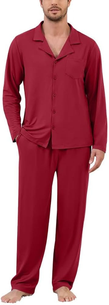 Marvmys Mens Pajama Set Soft Button Down Pajamas Long Sleeve Pjs Sleepwear Loungwear Comfy Sleep ... | Amazon (US)