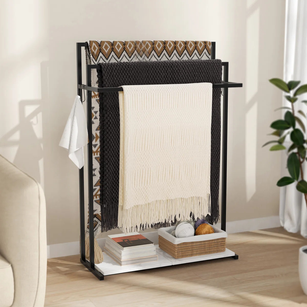 KES Bathroom Towel Stand 3 Tier Towel Rack With Weighted Base BTH1008WF-BK | Wayfair North America