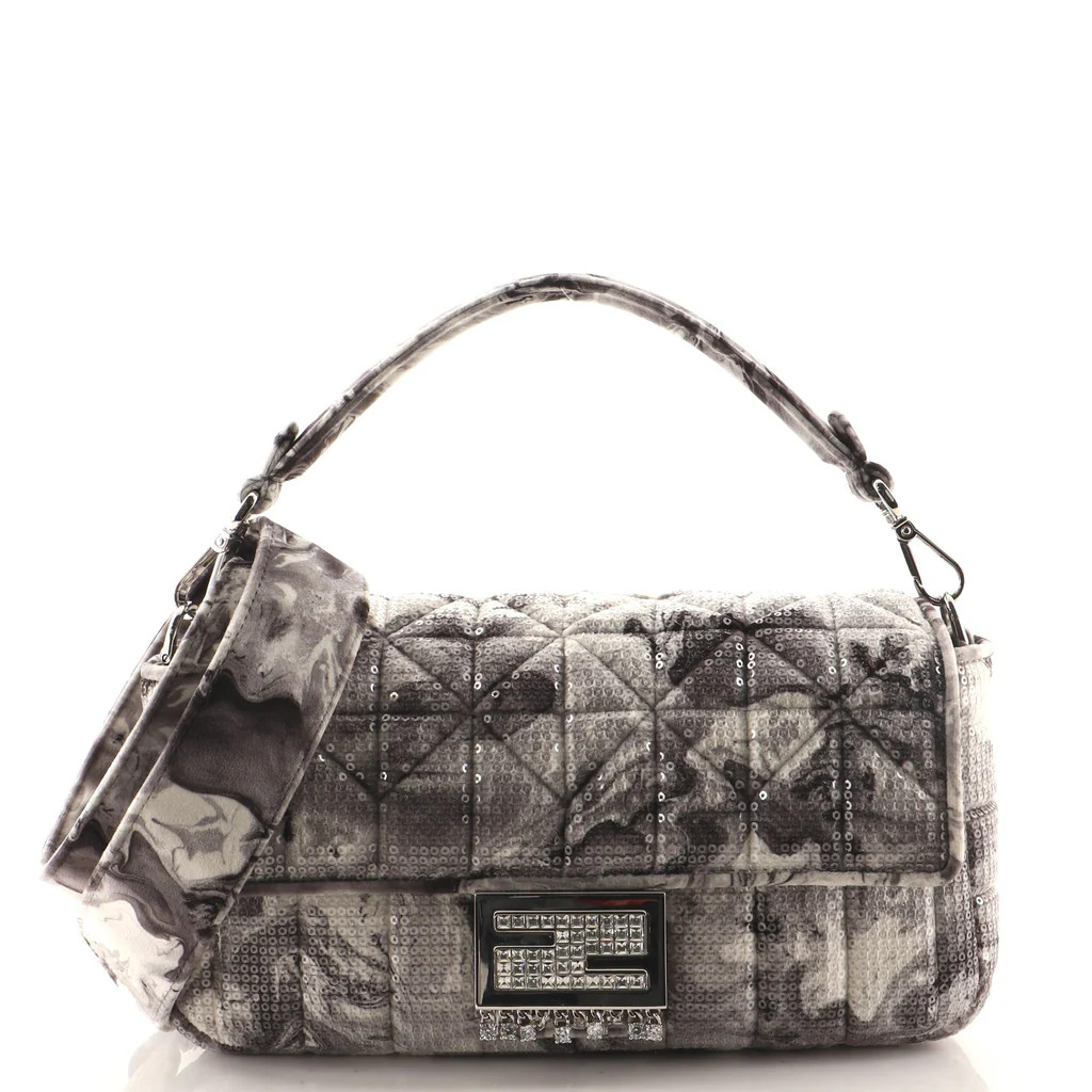 Baguette NM Bag Limited Edition Sequin Quilted Velvet with Crystal Embellished Metal Medium | Rebag