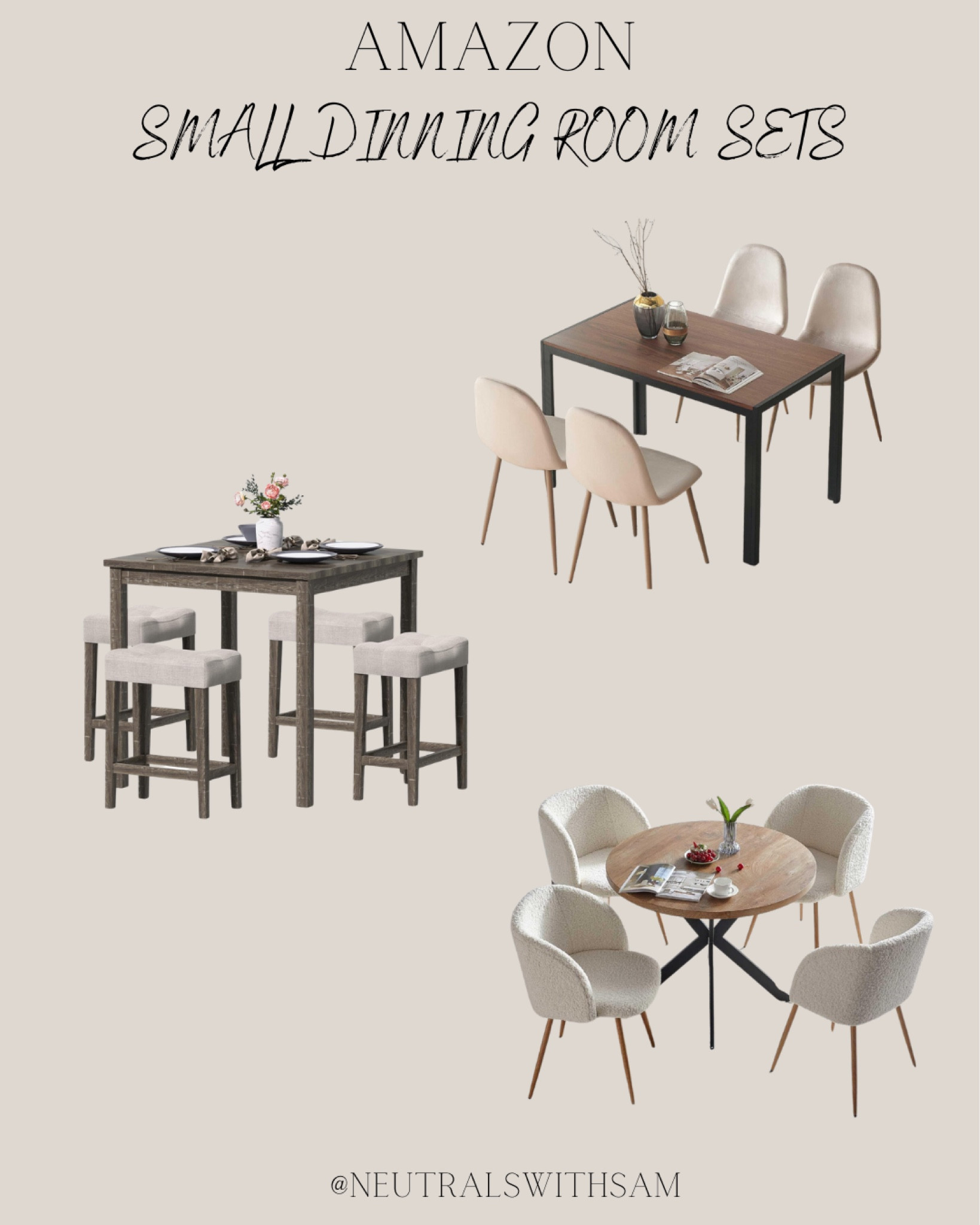 Amazon neutral dinning room sets! Perfect for small spaces or apartments 🤍 


Neutral home inspo, dinning room, dinning room set for 4, neutral kitchen 

#LTKhome #LTKsalealert #LTKU