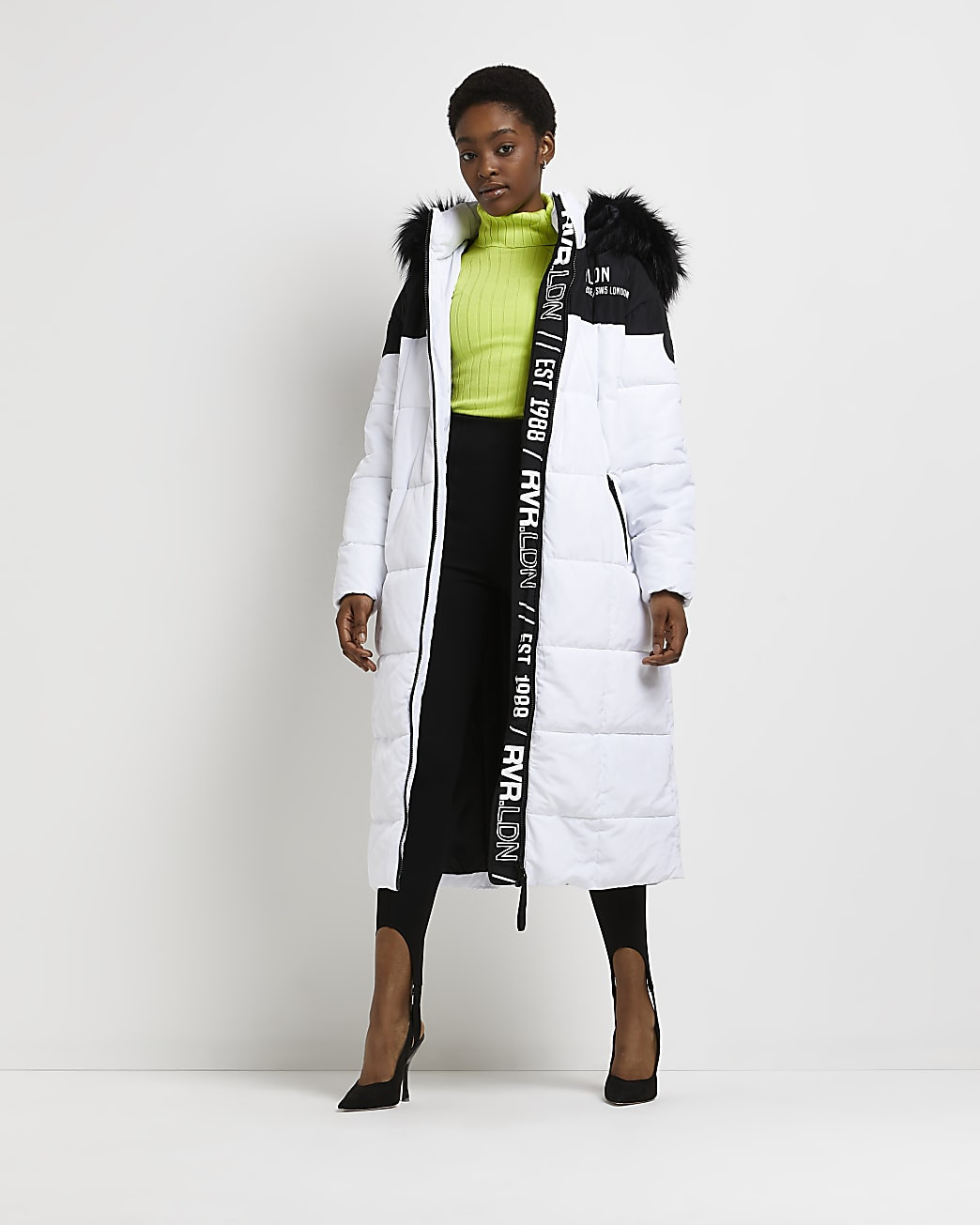 White colour block padded coat | River Island (UK & IE)