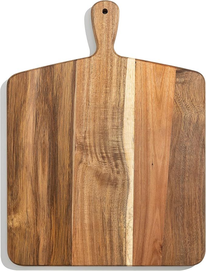 Amazon.com: Acacia Wood Cutting Board and Chopping Board with Handle for Meat, Cheese Board, Vege... | Amazon (US)