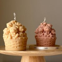 Teddy Bears Basket Candle Shaped Soy Wax Candle, Home Decor | Etsy (US)