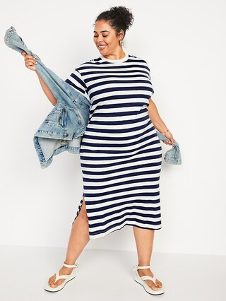 Vintage Striped T-Shirt Midi Shift Dress for Women | Old Navy (US)