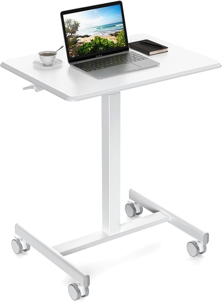 YSSOA Mobile Small Standing Desk - Rolling Desk with Adjustable Height and Lockable Wheels, Sit-S... | Amazon (US)