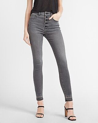 High Waisted Black Button Fly Skinny Jeans | Express